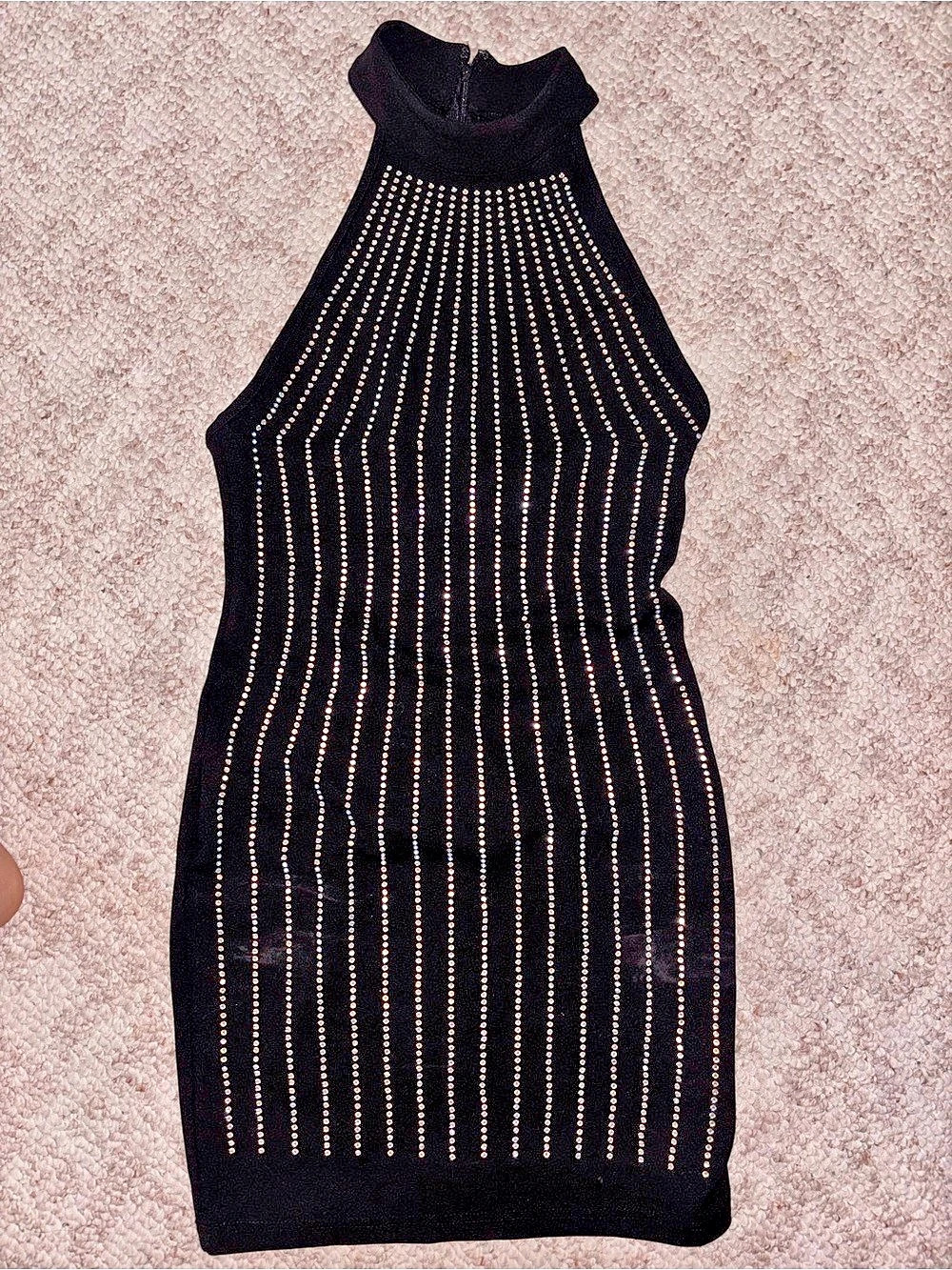 Black & Silver Halter Mini Dress Like New